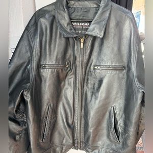 Wilsons Leather Black Moto Jacket Men’s XL Zip Pockets RN 69426